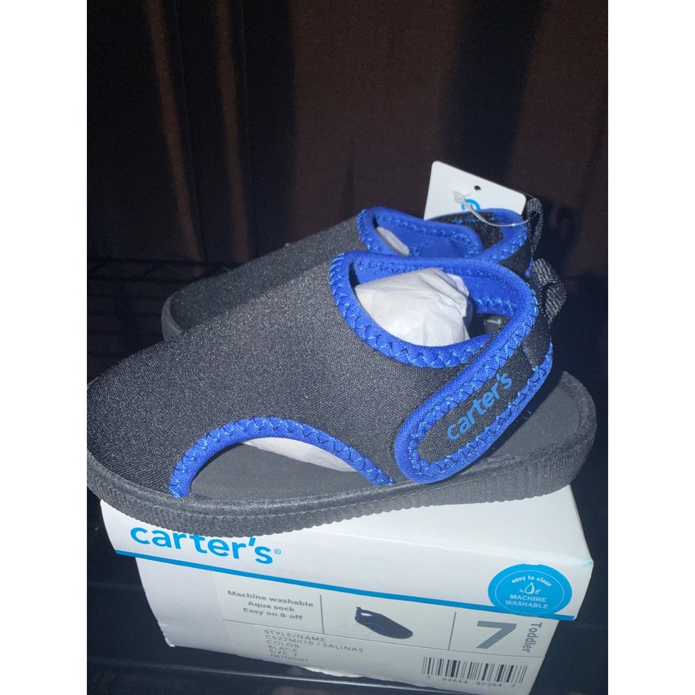 Carters Salinas Aqua Sock Water Shoes Black Blue Toddler Boys 7 CS22M01B
